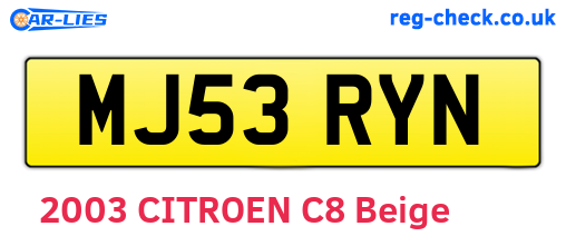 MJ53RYN are the vehicle registration plates.