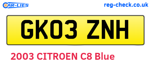 GK03ZNH are the vehicle registration plates.