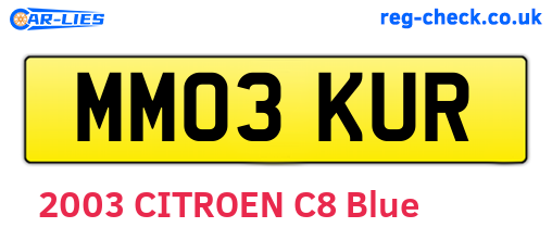 MM03KUR are the vehicle registration plates.