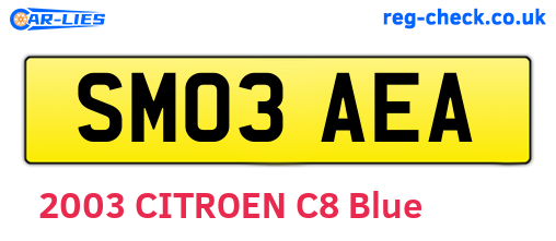 SM03AEA are the vehicle registration plates.