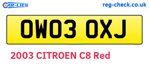 OW03OXJ are the vehicle registration plates.