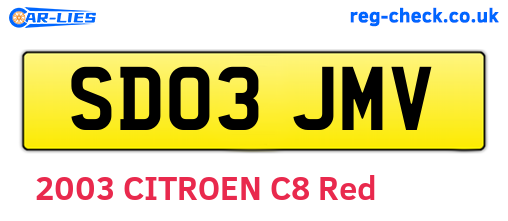 SD03JMV are the vehicle registration plates.