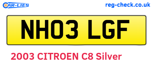 NH03LGF are the vehicle registration plates.