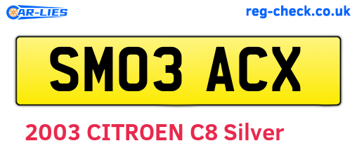 SM03ACX are the vehicle registration plates.