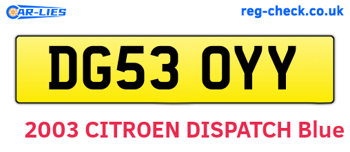DG53OYY are the vehicle registration plates.