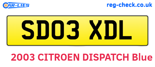 SD03XDL are the vehicle registration plates.