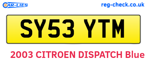 SY53YTM are the vehicle registration plates.