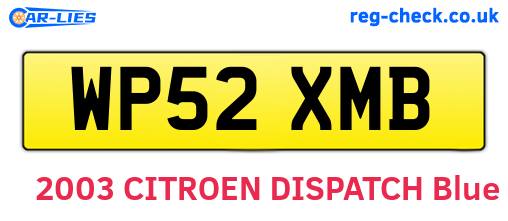 WP52XMB are the vehicle registration plates.