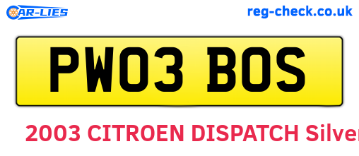 PW03BOS are the vehicle registration plates.