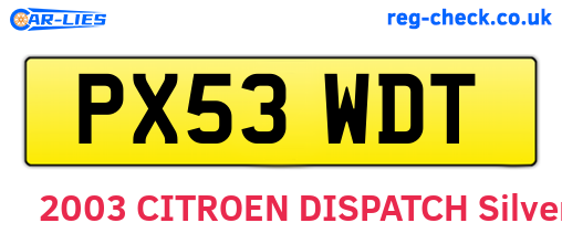 PX53WDT are the vehicle registration plates.