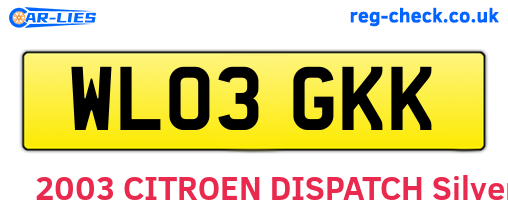 WL03GKK are the vehicle registration plates.