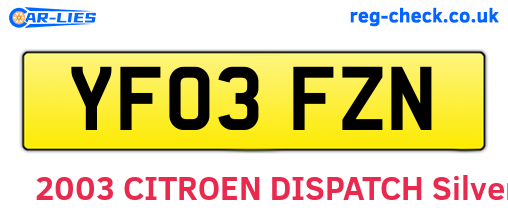 YF03FZN are the vehicle registration plates.