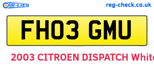 FH03GMU are the vehicle registration plates.