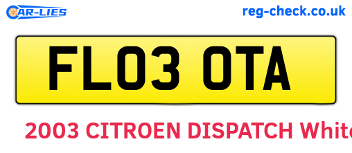 FL03OTA are the vehicle registration plates.