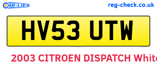 HV53UTW are the vehicle registration plates.