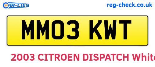 MM03KWT are the vehicle registration plates.