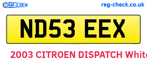 ND53EEX are the vehicle registration plates.