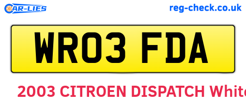 WR03FDA are the vehicle registration plates.