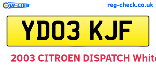YD03KJF are the vehicle registration plates.