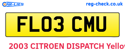 FL03CMU are the vehicle registration plates.