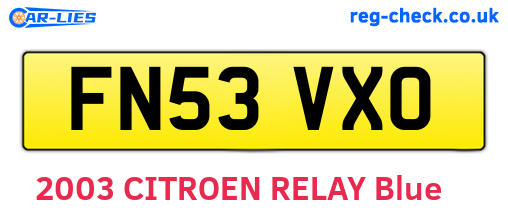 FN53VXO are the vehicle registration plates.