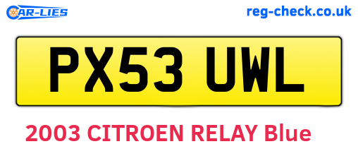 PX53UWL are the vehicle registration plates.
