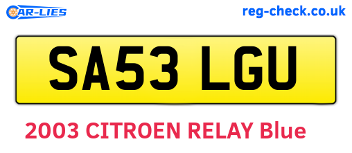SA53LGU are the vehicle registration plates.