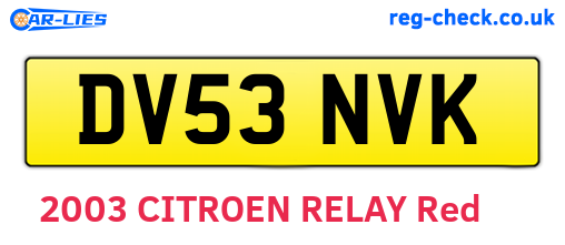 DV53NVK are the vehicle registration plates.