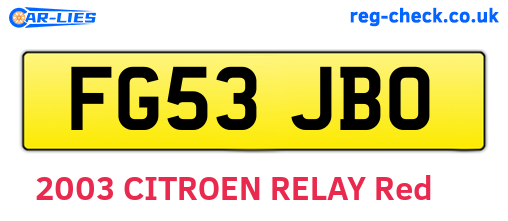 FG53JBO are the vehicle registration plates.