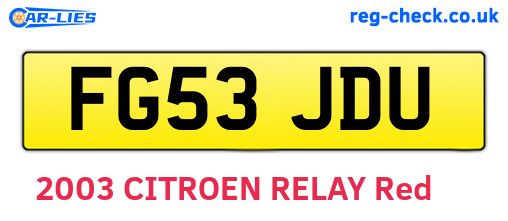 FG53JDU are the vehicle registration plates.