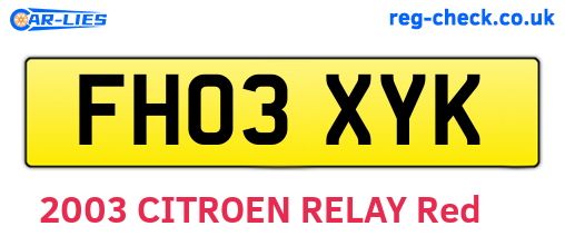 FH03XYK are the vehicle registration plates.