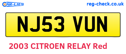 NJ53VUN are the vehicle registration plates.