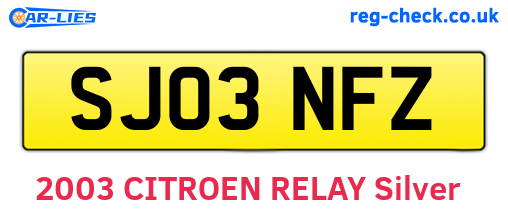 SJ03NFZ are the vehicle registration plates.