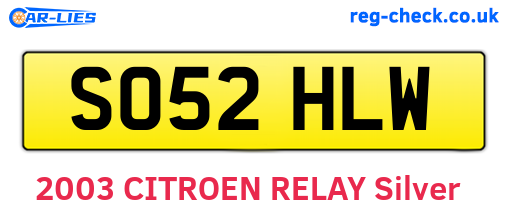 SO52HLW are the vehicle registration plates.