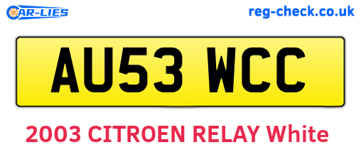 AU53WCC are the vehicle registration plates.