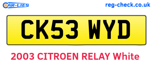 CK53WYD are the vehicle registration plates.