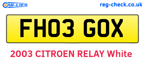 FH03GOX are the vehicle registration plates.