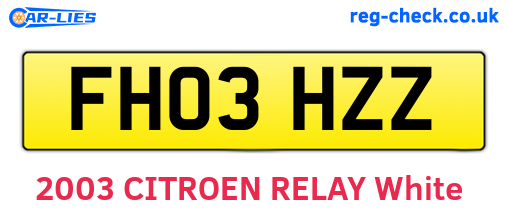 FH03HZZ are the vehicle registration plates.