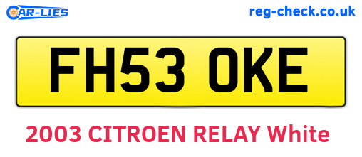 FH53OKE are the vehicle registration plates.