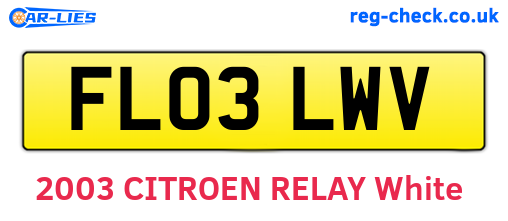FL03LWV are the vehicle registration plates.