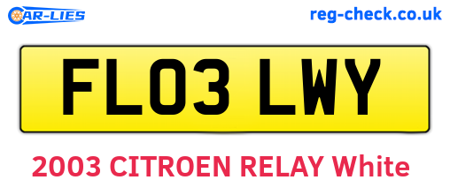 FL03LWY are the vehicle registration plates.