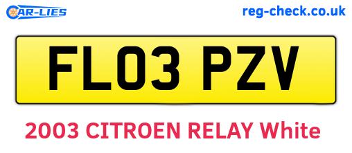 FL03PZV are the vehicle registration plates.