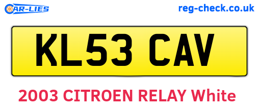 KL53CAV are the vehicle registration plates.