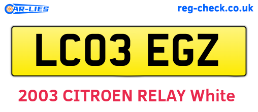 LC03EGZ are the vehicle registration plates.
