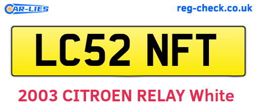 LC52NFT are the vehicle registration plates.