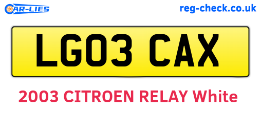 LG03CAX are the vehicle registration plates.