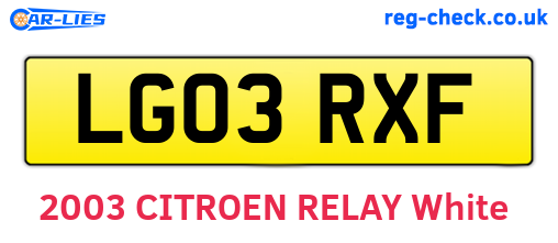 LG03RXF are the vehicle registration plates.