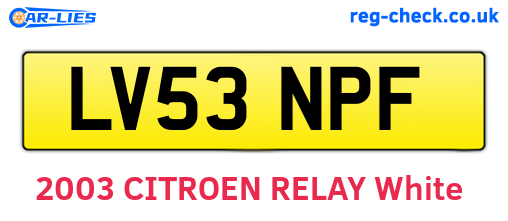 LV53NPF are the vehicle registration plates.