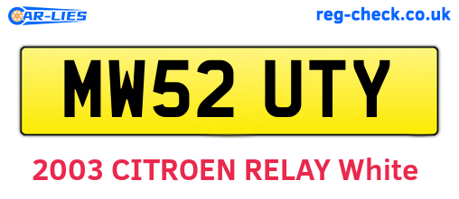 MW52UTY are the vehicle registration plates.