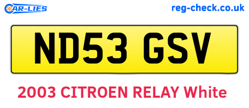 ND53GSV are the vehicle registration plates.